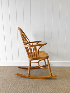 A 19th Century Blond Ash Windsor Rocking Chair