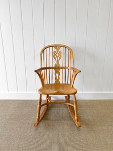 A 19th Century Blond Ash Windsor Rocking Chair