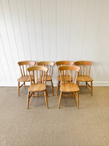 A Set of 6 Vintage Slatback Chairs
