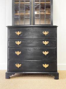 An Early 19th Century Ebonized English Secretary Bookcase