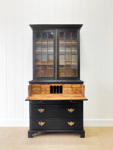 An Early 19th Century Ebonized English Secretary Bookcase