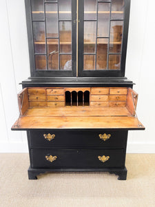 An Early 19th Century Ebonized English Secretary Bookcase