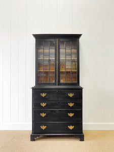 An Early 19th Century Ebonized English Secretary Bookcase