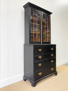 An Early 19th Century Ebonized English Secretary Bookcase
