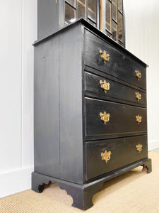 An Early 19th Century Ebonized English Secretary Bookcase