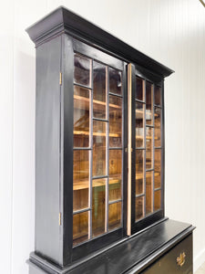 An Early 19th Century Ebonized English Secretary Bookcase