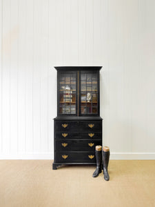 An Early 19th Century Ebonized English Secretary Bookcase