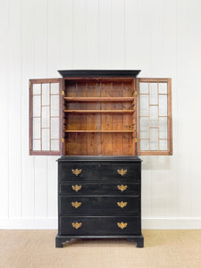 An Early 19th Century Ebonized English Secretary Bookcase