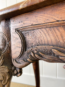 An Antique Belgian or French Louis XV Oak Side Table with Marble Top 18th Century
