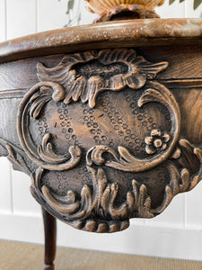 An Antique Belgian or French Louis XV Oak Side Table with Marble Top 18th Century