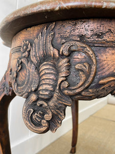 An Antique Belgian or French Louis XV Oak Side Table with Marble Top 18th Century