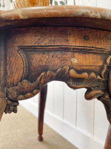 An Antique Belgian or French Louis XV Oak Side Table with Marble Top 18th Century