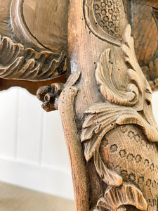 An Antique Belgian or French Louis XV Oak Side Table with Marble Top 18th Century