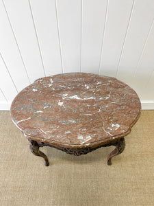 An Antique Belgian or French Louis XV Oak Side Table with Marble Top 18th Century