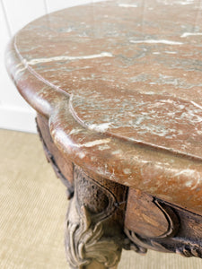 An Antique Belgian or French Louis XV Oak Side Table with Marble Top 18th Century