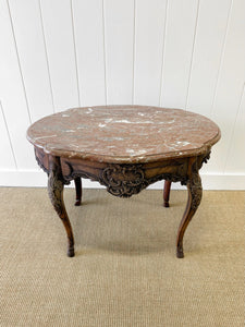 An Antique Belgian or French Louis XV Oak Side Table with Marble Top 18th Century