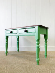 Antique English Country Painted Pine Console Table or Desk c1890