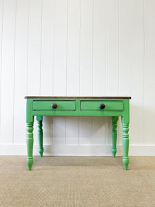 Antique English Country Painted Pine Console Table or Desk c1890