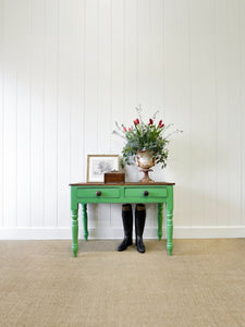 Antique English Country Painted Pine Console Table or Desk c1890