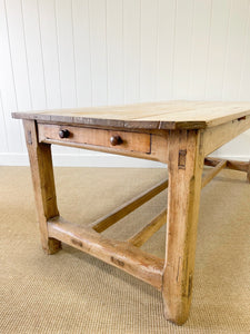 Antique French Country 7ft Pine Refectory Style Table