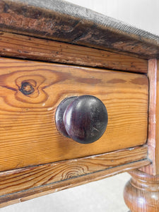 Antique English Country Pine 4ft Dining Table with Drawer c1890