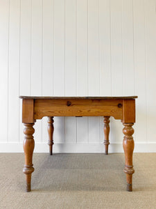 Antique English Country Pine 4ft Dining Table with Drawer c1890