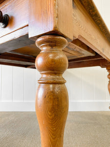 Antique English Country Pine 4ft Dining Table with Drawer c1890