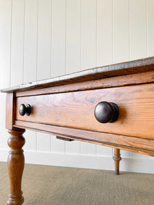 Antique English Country Pine 4ft Dining Table with Drawer c1890