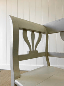 A Soft Grey Painted Antique Pine Bench c1890
