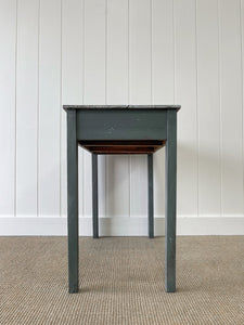 Antique English Country Pine Floral Console Table or Small Desk c1890