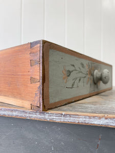 Antique English Country Pine Floral Console Table or Small Desk c1890