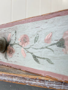 Antique English Country Pine Floral Console Table or Small Desk c1890