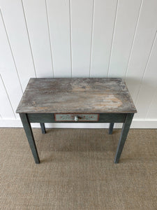 Antique English Country Pine Floral Console Table or Small Desk c1890