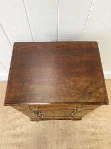A Small and Delightful Antique English Mahogany Chest of Drawers Dresser or  Nightstand