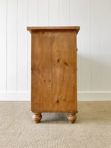 An Antique English Pine Chest of Drawers Dresser Tulip Feet c1890