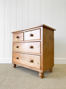 An Antique English Pine Chest of Drawers Dresser Tulip Feet c1890