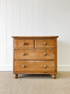 An Antique English Pine Chest of Drawers Dresser Tulip Feet c1890