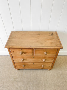 An Antique English Pine Chest of Drawers Dresser Tulip Feet c1890