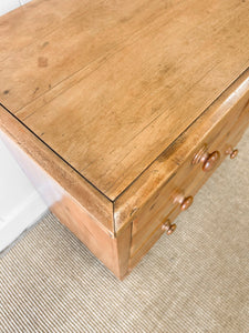 An Antique English Pine Chest of Drawers Dresser Tulip Feet c1890