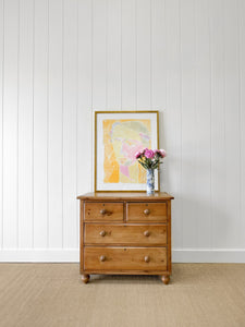 An Antique English Pine Chest of Drawers Dresser Tulip Feet c1890