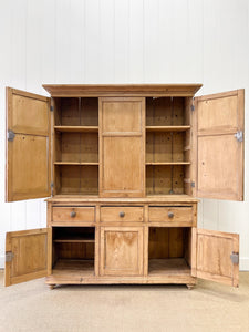A Large 19th Century English Pine Linen Press Cupboard