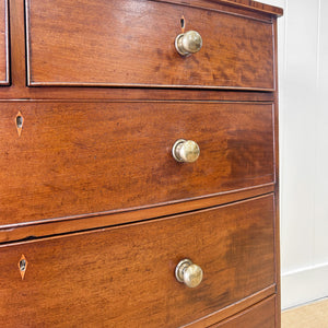 A Large Antique English Bow Front Mahogany Chest of Drawers