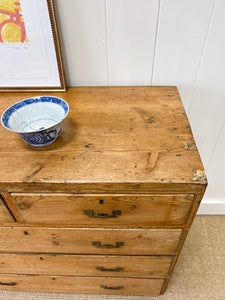 A Rustic Pine 19th Century English Chest of Drawers/Dresser