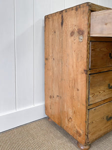 A Rustic Pine 19th Century English Chest of Drawers/Dresser