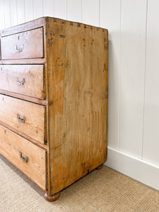 A Rustic Pine 19th Century English Chest of Drawers/Dresser