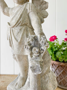 Antique English Marble Garden Angel Sculpture c1890