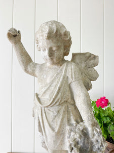 Antique English Marble Garden Angel Sculpture c1890