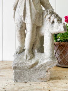 Antique English Marble Garden Angel Sculpture c1890