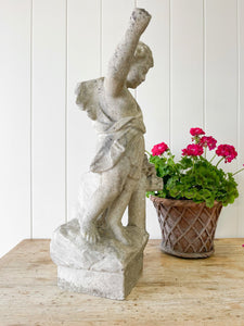 Antique English Marble Garden Angel Sculpture c1890