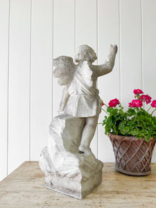Antique English Marble Garden Angel Sculpture c1890